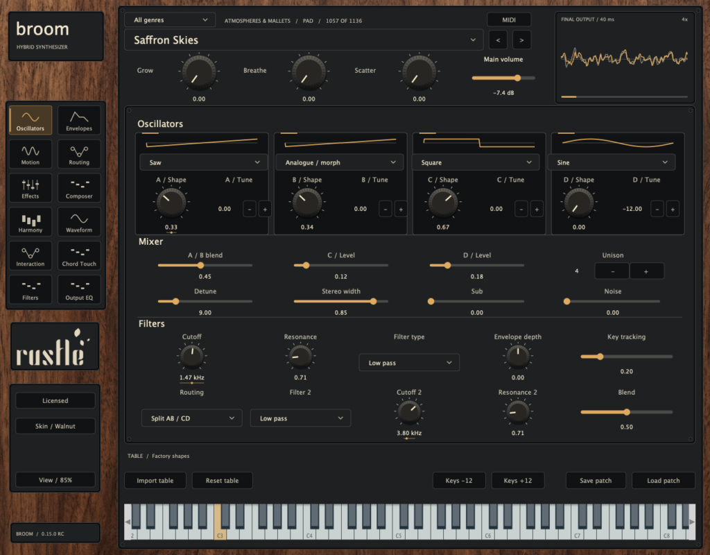 Rustle Broom 0.15 Oscillators Walnut skin