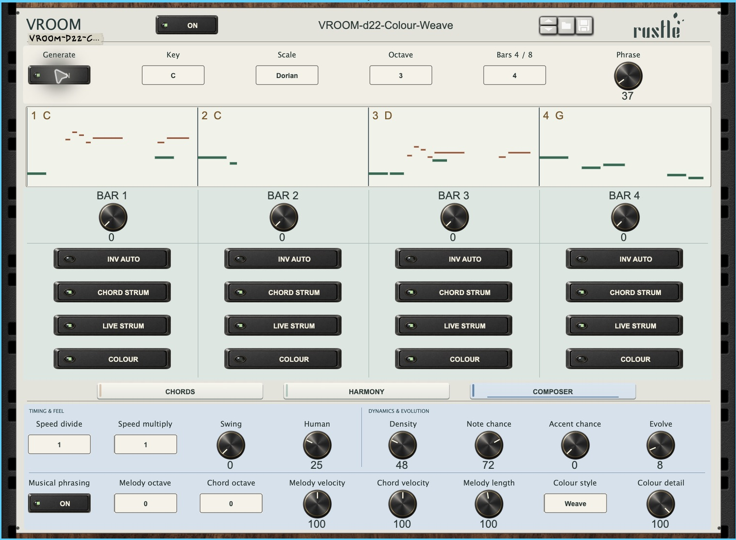 Rustle Vroom — actual plugin interface